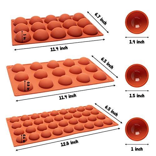 image for GROBRO7 3Pcs Silicone Semicircle Chocolate Mold Non-Stick Mini Dome Ba