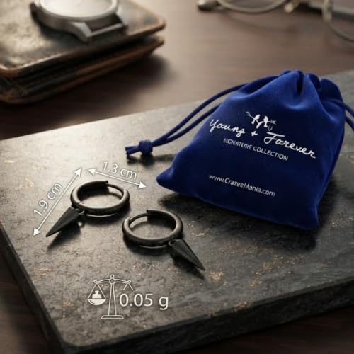 Image of Young & Forever Gift Stainless Steel Hoop Stud Earrings for Men and Boys