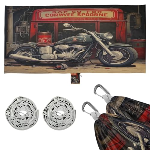 SDMKA Retro Style Motorcycle Camping Hammock, 330 lbs with 2 Tree Straps, Carry Bag, Single Portable Hammock for Outdoor/Indoor, Hiking, Beach, Backpacking, Travel