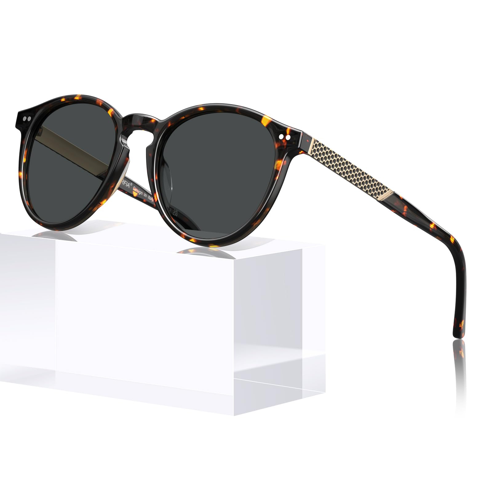 CARFIA CA5201 Retro Round Acetate Sunglasses