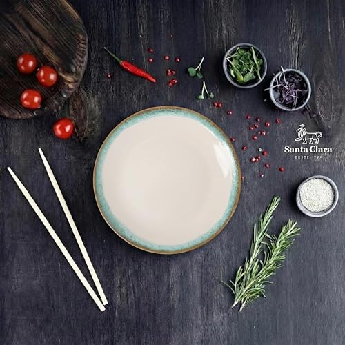 Miniatura 4 de Santa Clara Vajilla Completa 12 Piezas Cerámica Stoneware Verde Para 4 Personas, Apta Microondas Y Lavavajillas, Vajilla Marin Con Filo Reactivo Para Hogar Y Cocina