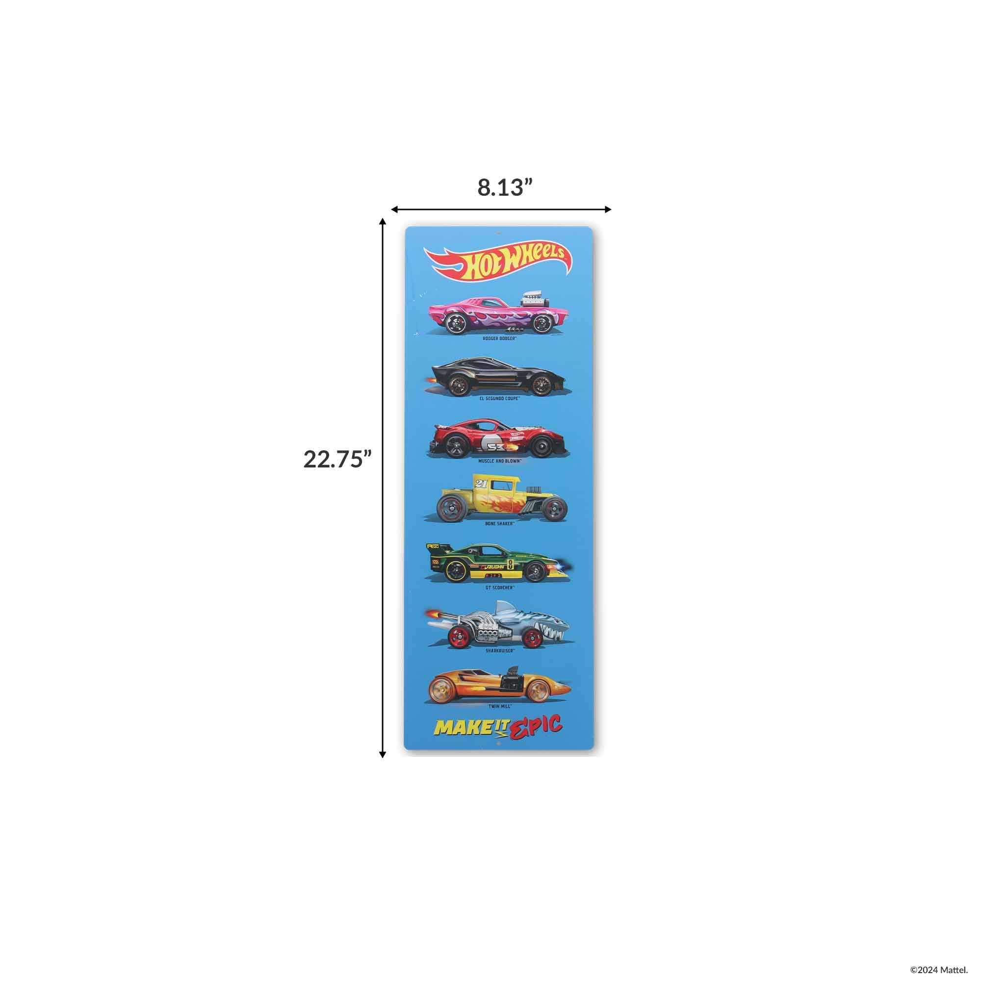 Amazon.com: Hot Wheels Car Line-Up Vertical Metal Sign - Large Hot