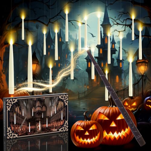 Macchiatto Candele Galleggianti LED, 20 Pezzi con Telecomando a Bacchetta Magica, Luce Tremolante Sicura senza Fiamma, Candele Elettriche Decorative per Candele Albero di Natale