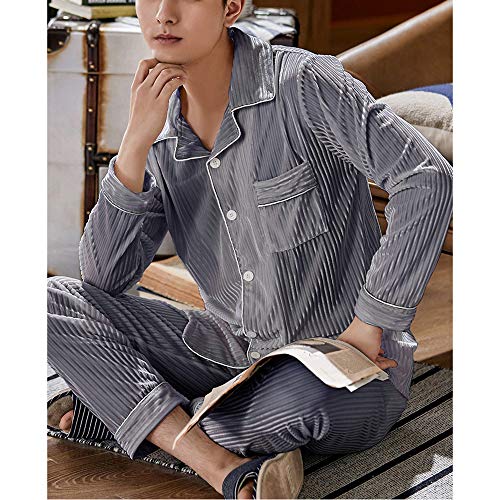 Pyjama chaud pour homme en velours boutonné taille 2XL - 4