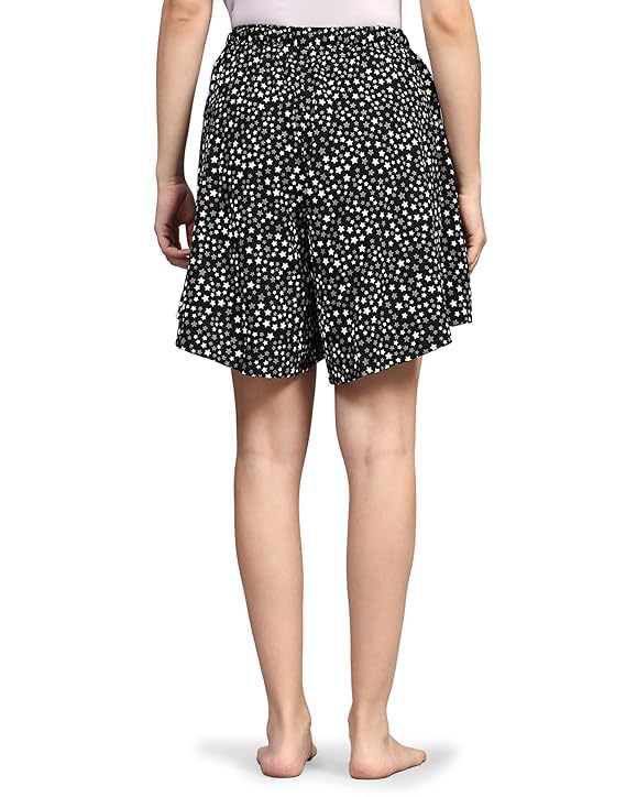 Image of B STORIES Women's Viscose Printed Lounge Culotte Shorts (Pack of 2)