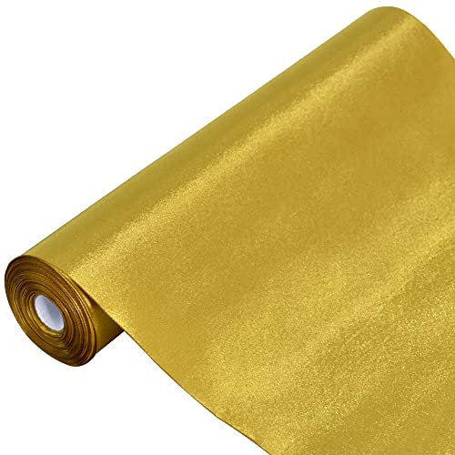 TONIFUL Cinta de satén dorada oscura de 10 pulgadas x 11 yardas, cinta de Navidad extra ancha para uso en exteriores, ceremonia de corte de cinta, cinta de gran apertura, camino de mesa, banda de