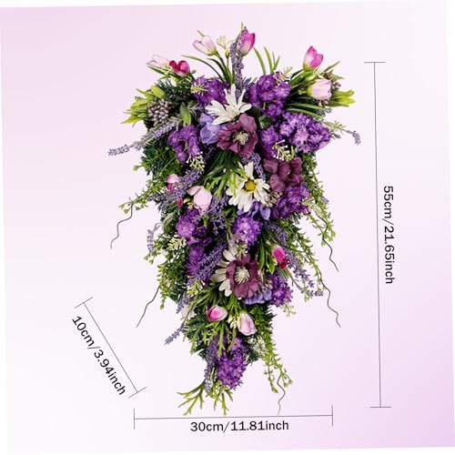 Couronne de larme décorative florale swag violette pour porte de fête - 8