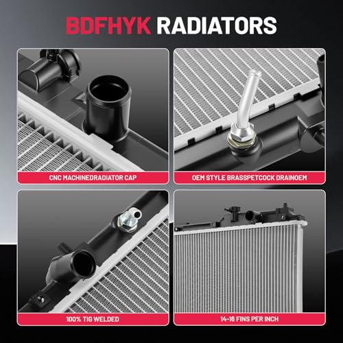 Image of BDFHYK 2051 Aluminum Radiator for Honda CR-V 1997-2001, CU2051 DPI 2051, 1-Row 16mm Core, Direct Fit Replacement, OE 19010-P3F-901 19010-P3F-902 19010P3F901 19010P3F004