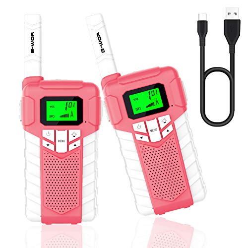 E-WOR Walkie Talkie for Kids,Upgraded New Walkie Talkies for Kids,Christmas Birthday Gift for Girls,3 KM Long Range Walkie-Talkie Toys for 3-12 Year Old Kids(White Pink)
