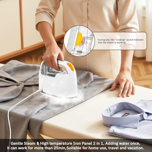 Image of Travel Steamer for Clothes 2 IN 1 Steamer and Iron Wrinkle Remover Handheld Fabric Steamer1000W 30s Fast Heat-up Travel Garment Steamers with 2 Steam Modes and 1 Iron Mode 230ml WaterTank for Only120V