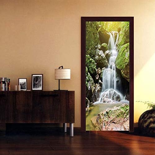FLFK 3D Sunshine Waterfall Door Murals Peel and Stick 77x200cm- Self-Adhesive Door Stickrs Poster Wallpaper Decals for Home Bedroom Office(2Pcs/Set) - Image 3
