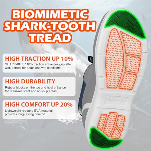 Men's Deck Boots, Anti-Slip Saltwater Fishing Waterproof Rain Boots, Rubber Boots High Traction and Performance Shoes for Sailing and Outdoors (Size 7-14)3