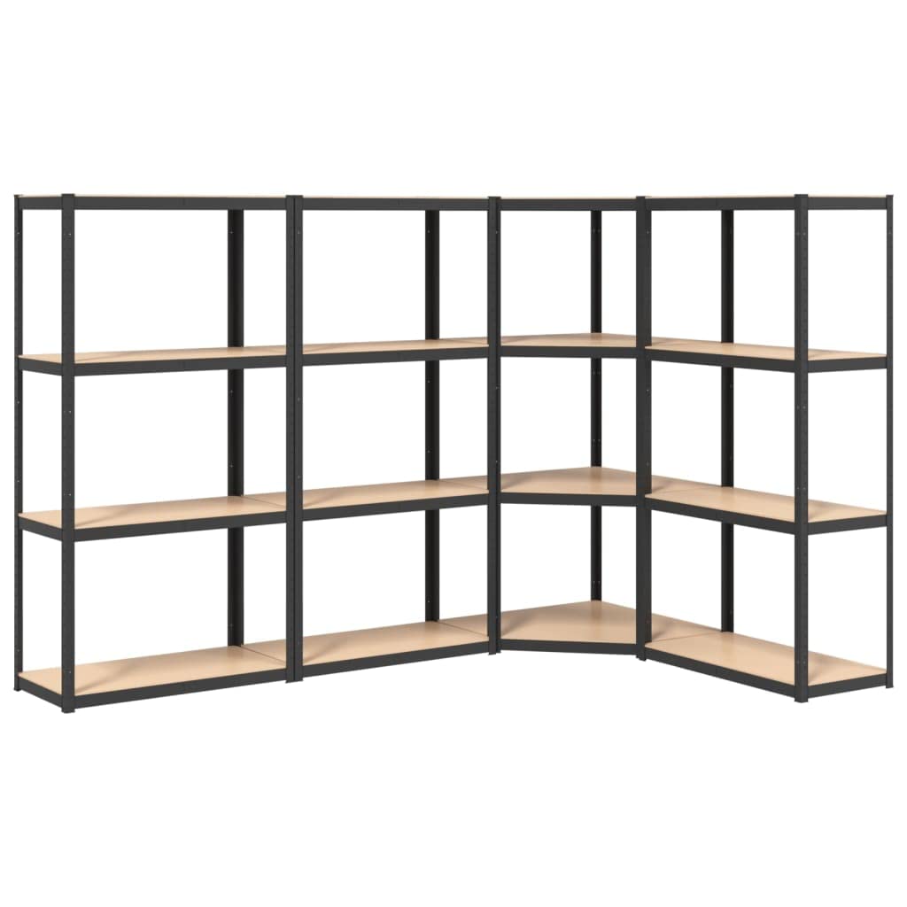 vidaXL Étagères à 4 Niveaux 4pcs Anthracite Acier et Bois d'ingénierie