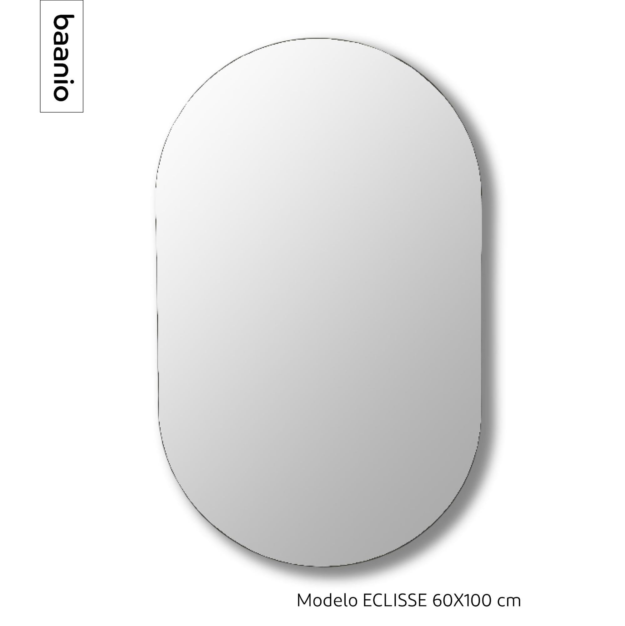 Eclisse - Espejo Baño Ovalado 60x100 | Espejo de Cristal de 4 mm, Plata Ecológica y Fácil Instalación | Montaje Horizontal o Vertical | Diseño Moderno