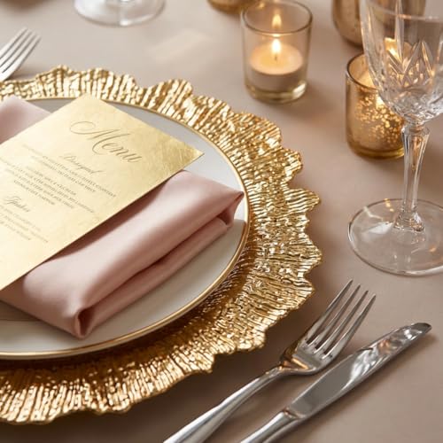 JEVERGN Electroplated Gold Charger Plates Set of 24, Plastic Reef Plate Chargers for Wedding, Party, Holiday Dinner,13 Inch by JEVERGN - Used condition - Image 6