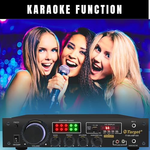 Image of Target TT-BK-AMP-829 Hi Fi Stereo Amplifier with 150 Watts RMS Featuring USB,AUX,MIC, AV 2RC-Built in Bluetooth, Easy TV Connect with 4440 Double IC