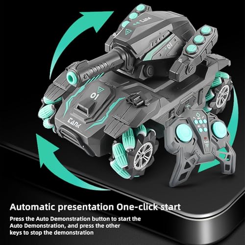 Image of Toyshine Water Ball Shooter Remote Control RC Car Tank with Crab Movement, Watch Remote, Feature Toy 360 Rotating Stunt for Kids Boys Girls - Green