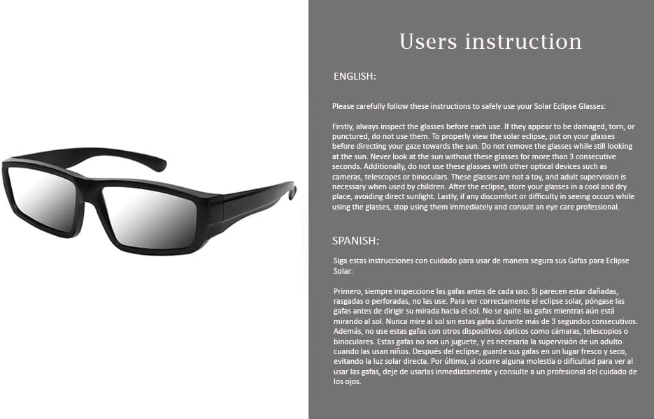Miniatura 8 de Gafas de visión Eclipse de plástico prémium  Cumple con ISO 12312-2, reconocido por la AAS por una visión solar segura del 8 de abril de 2024