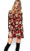 JunipeRose Women Vintage Floral Casual Velvet Turtleneck Long Sleeve Dress