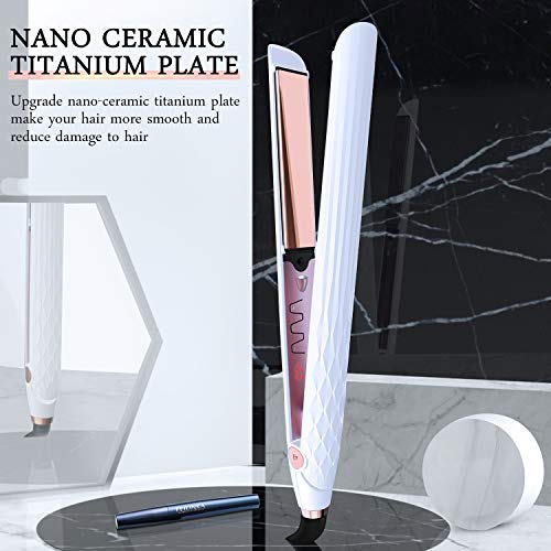 MOCREO Hair Flat Iron, 2 in 1 Straightening Iron and Curling Iron, Nano Titanium Straightener for Hair Professional, Flat Iron-Straightening-Curling-Iron-Straightener (White)
