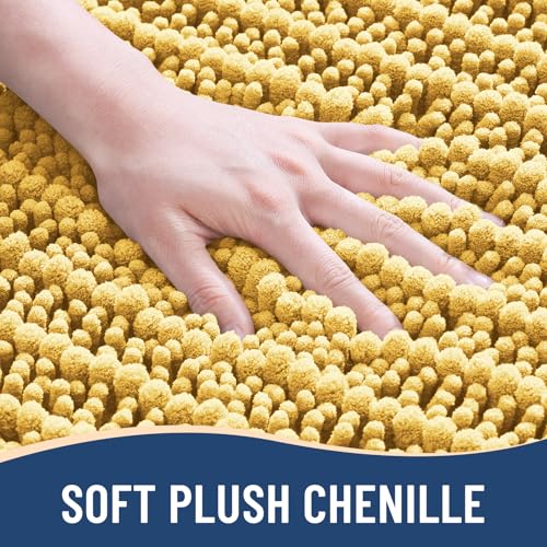 Image of Arotive Round Bathroom Rugs 24x24, Extra Soft Thick Absorbent Shaggy Chenille Bath Rugs, Machine Wash Dry, Bath Mats for Bathroom Floor, Tub and Shower, Home Decor Accessories, Yellow