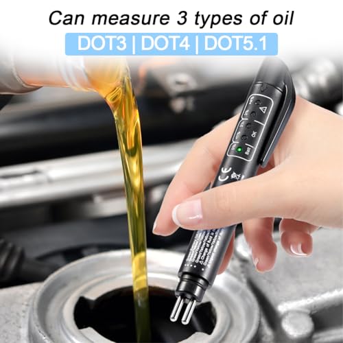 Image of Mandark 2PCS Car Brake Fluid Liquid Tester Pen, 5 LED Indicators Auto Brake Diagnostic Testing Tool for DOT 3 DOT 4 DOT 5.1 Brake Fluid, Automotive Oil Moisture Analyzer, Universal for Most Vehicles