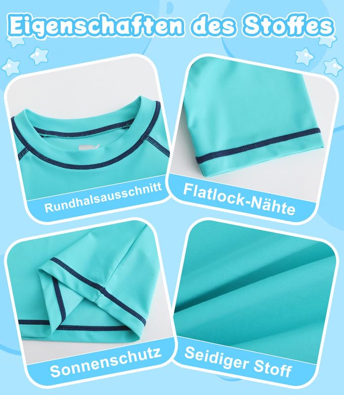 Maillot de bain UV pour garçon - Maillot de bain à manches courtes - Séchage rapide