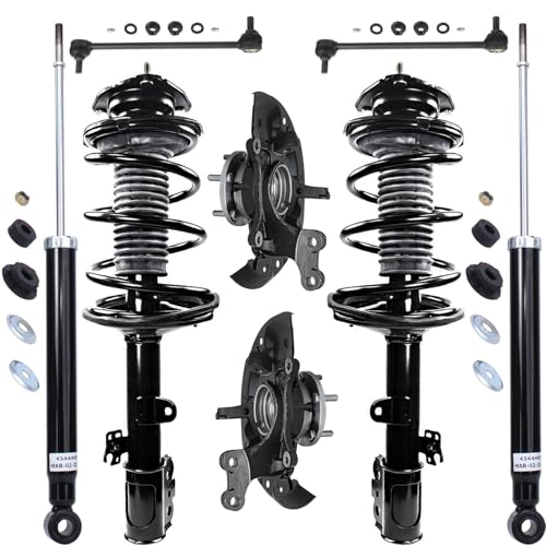 Image of Detroit Axle - AWD Front Steering Knuckles and Wheel Hub Bearings Struts and Coil Spring Sway Bars Rear Shock Absorbers Replacement for 2011-2014 Toyota Sienna