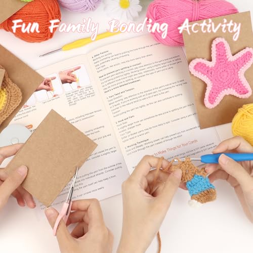 Image of Katech Crochet Kit for Beginners Adults & Kids - Greeting Card Beginner Crochet Kit for Adults with Step-by-Step Tutorial Learn to Crochets, Greeting Card Knitting Set for Any Occasion Gifts