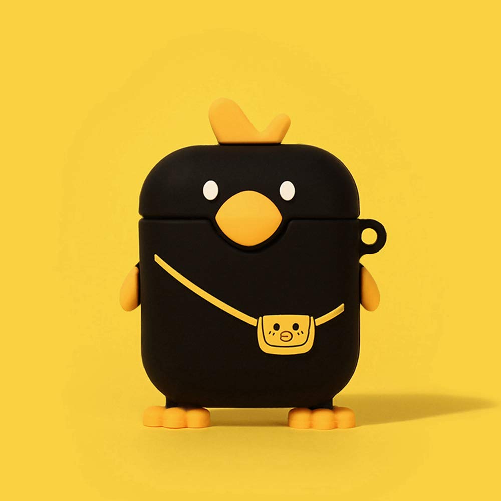 YourLovely Compatible with Airpods Case,Cute Cartoon Character Silicone Air pod Funny Cover,Kawaii Fun Cool Keychain Design Skin,Fashion Cases (AirPods 1/2,Black Duck)