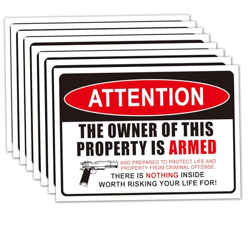 Image of 8 Pack Second 2nd Amendment Handgun Pistol Gun Owners Warning Security Sticker Decal,Gun Owner Signs for Home,4 x 3 inch Self Adhesive Vinyl,UV resistant, waterproof.