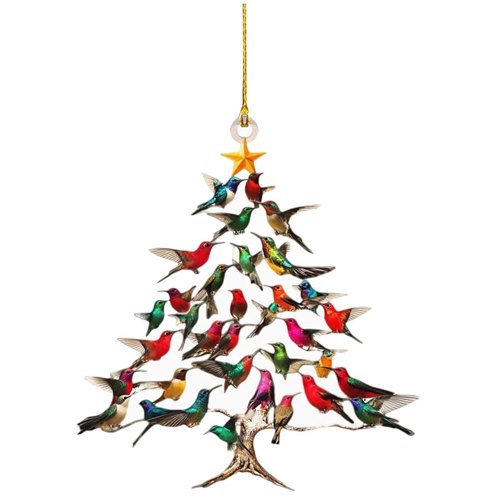 CTRLZS Hummingbird Christmas Ornament, Christmas for Tree Shaped Pendant, Colorful Hummingbirds Hanging Ornaments for Tree