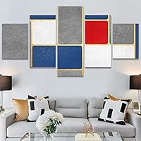 SIGNWIN 5 Panel Canvas Wall Art Modern Art Contemporary Dramatic Geometric Mixed Media Multicolor Patterns for Home Decorations Ready to Hang - 60