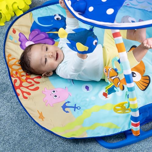 Bright Starts, Disney Baby, Finding Nemo Ocean Lights Baby Activity Gym and Play Mat with Detachable Toys, Sound and Music, Ages Newborn +