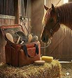 Masiel Spark Premium Horse Grooming Kit (8 Pieces) - Professional Equine Care Set with Beechwood Brushes, Natural Bristles, and Handcrafted Leather Bag - Luxury Gift for Horse Riders and Owners