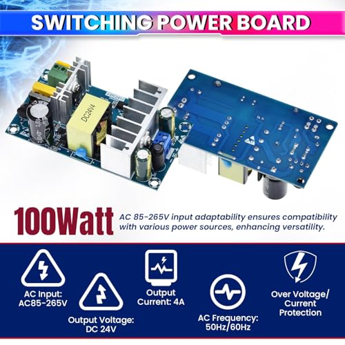 Image of amiciSmart AC to DC Power Conversion Board, 4A 24V 100W Reliable Power Module for DIY Application, & More