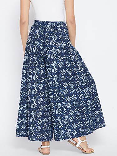 Image of PANIT Navy Blue Printed Cotton Palazzo