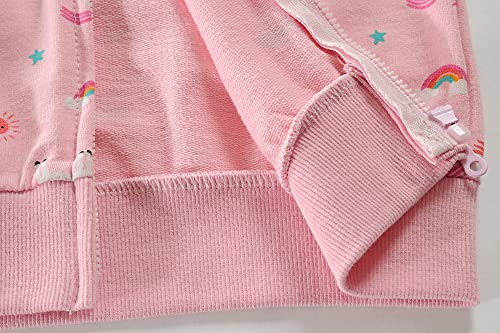 Fedpop Baby Girls Zip-Up Hoodie Jacket Unicorn Sweatshirt Toddler Cotton Crewneck Pullover Tops Rainbow Sweater Winter Long Sleeve Shirts Clothes Outfits For Little Kids Size 4T #TOP4