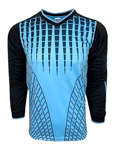 Just 4 Kicks Goalkeeper Soccer Jersey Padded Goalie Shirt with Sponge Protector (Blue, Small)