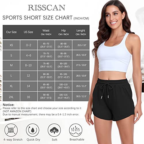 Risscan Sweat Shorts Women Running Workout Gym Shorts Athletic Casual Drawstring Summer Lounge Sweatshorts With Pockets Black Small #TOP5