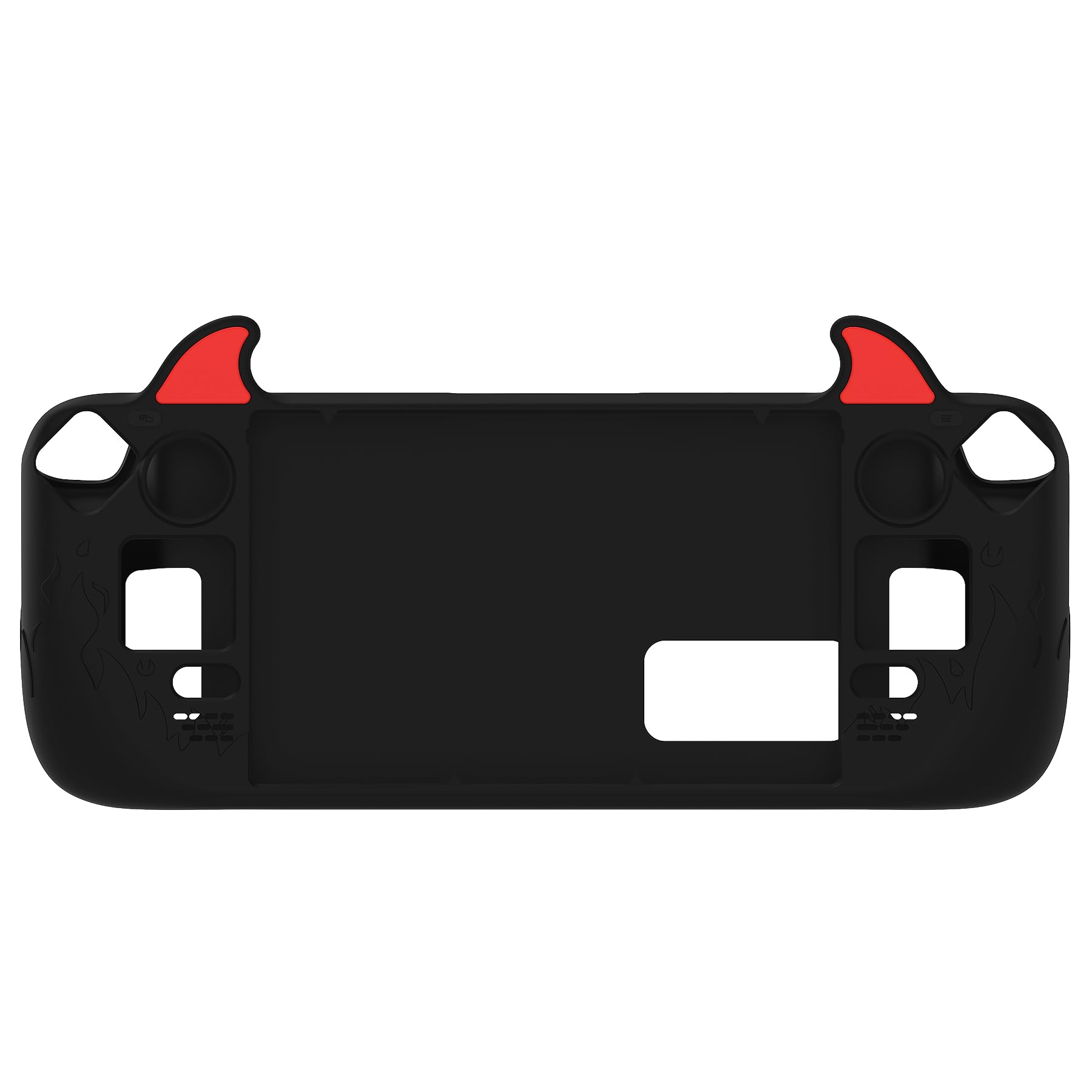 PlayVital Cover Skin per Steam Deck OLED/LCD, Custodia Silicone Protettiva Grip Antiscivolo&Copri Levette Analogiche&Adesivi per Trackpad&Tasti Posteriori, Demone Carino, Nero