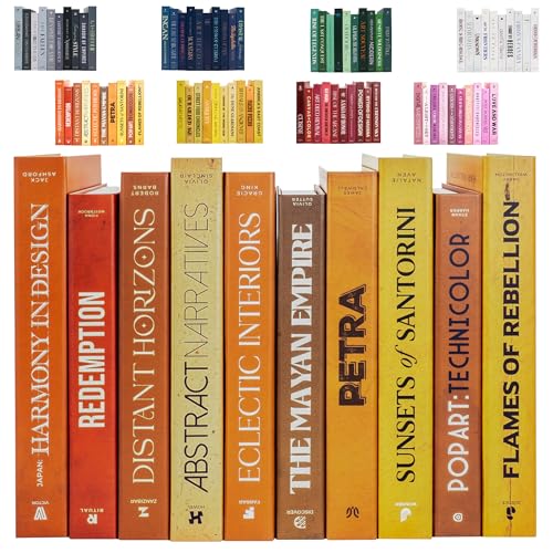 Decorative Books | Orange 10 Book Set with 3 Sizes | Preassembled with Hidden Storage | Perfectly Stackable for Easy Home Staging | Book Decor to Elevate Your Space | Home Decor Made Simple!