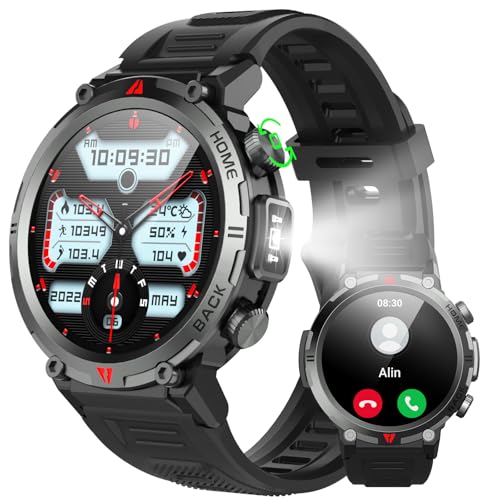 IFMDA Reloj Inteligente Hombre Mujer - 1,45' Smartwatch Hombre con Llamada Bluetooth,110+ Deportes,Reloj Deportivo con Podómetro,300 mAh,Pulsómetro,Monitor de Sueño,280+ Diales,para Android iOS