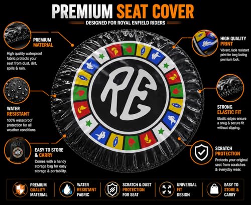 Image of Petrol Tank Cover for Bullet, Classic 350 /500, Electra and Standard, Black, Stretchable Fabric, Since 1901 Logo