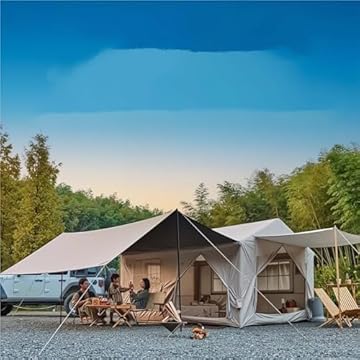 camper with inflatable canopy