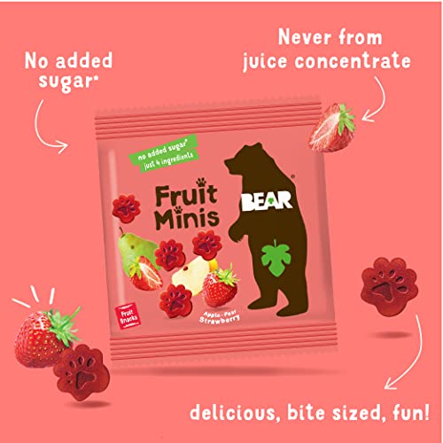 BEAR Real Fruit Snack Minis, Strawberry – (Pack of 18) – Bite Sized Snacks for Kids, Gluten Free, Vegan, Non GMO, 0.7 Oz - Image 7