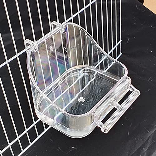 Image of YJJKJ Pet Bird Bath Box, Bird Caged Parrot Bathing Tub, Bird Cage Accessory Bathing Tub Bath for Small Brids Parakeet Canary Budgerigar Lovebirds (Blue)
