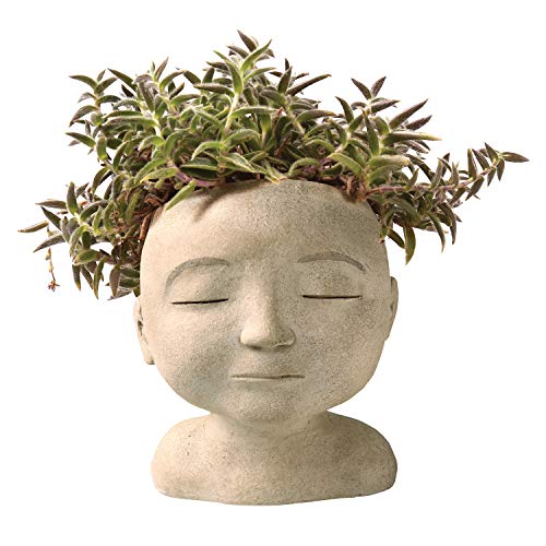 ART & ARTIFACT Head Planters for Outdoor Plants Face Planters Pots for Indoor Plants, Woman Head Planter Man Head Planter Pot with Drainage - Man
