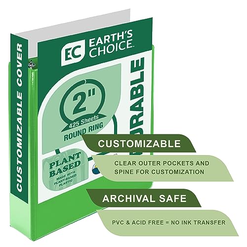 Image of Samsill Plant-Based 2 Inch Durable Round Ring, View Binder, Eco-Friendly, USDA Certified Biobased, 12-Pack, Lime Green