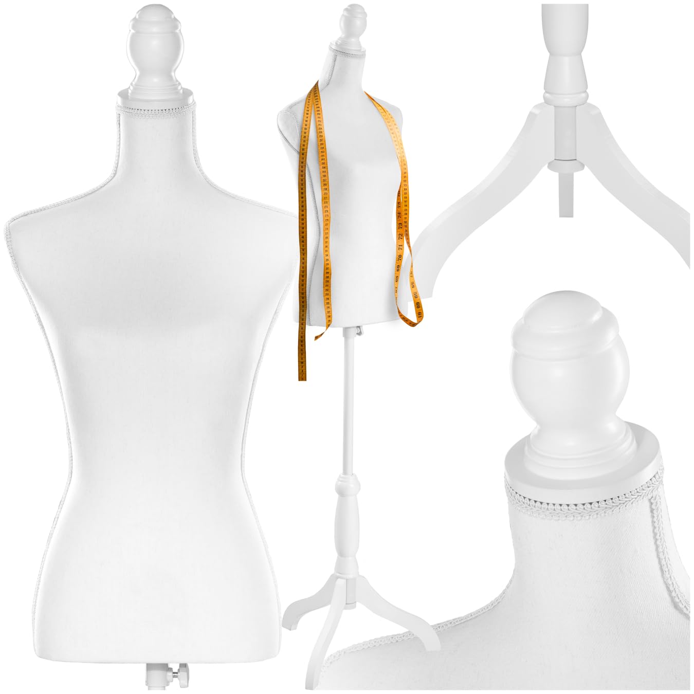 Mannequin De Vitrine Femme Réglable - Hauteur 65-120 Cm - Taille Standard (poitrine 86cm, Taille 64cm) - Support Triangulaire Stable - Pour Boutique, Couture, Présentation